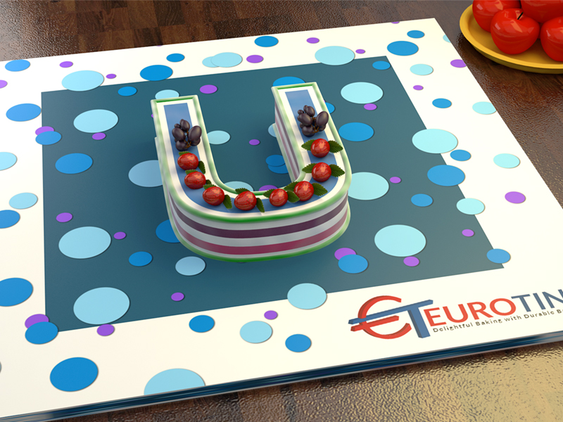 2001976 Euro Large Letter U Birthday Cake Tin